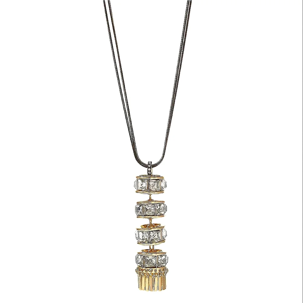 CHRISTIAN SIRIANO NY Black Gold Pendant Necklace Made with Swarovski Crystals - Picture 4 of 6